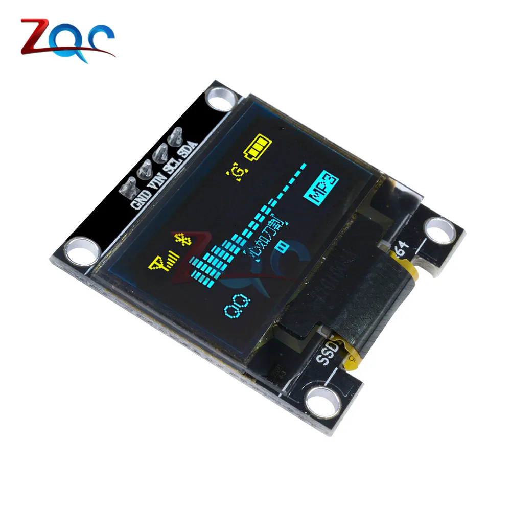 0 96 дюймовый IIC последовательный желтый синий OLED дисплей модуль 128X64 I2C SSD1306 12864