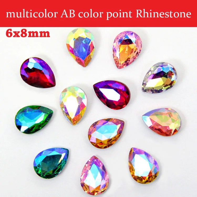 Хрустальное стекло DR rhinestone AB color pointback Loose rhintones сделай сам необходимый 6X8MM 100 ⑤