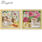 Набор для вышивки крестиком послеобеденный чай цветок еды натюрморт 18ct 14ct 11ct холст с принтом для рукоделия