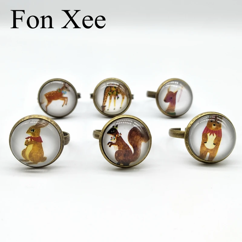 Кольца в виде животных Fon Xee регулируемые детские кольца с изображением кролика