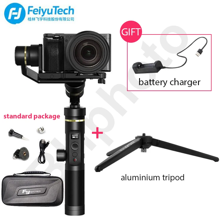 add Aluminium Tripod Feiyutech G6 плюс 3-осевой Карманный стабилизатор для экшн-камеры Gopro hero смартфонов беззеркальных экшн Камера sony a6000 RX0 RX100 - Цвет: add Aluminium Tripod