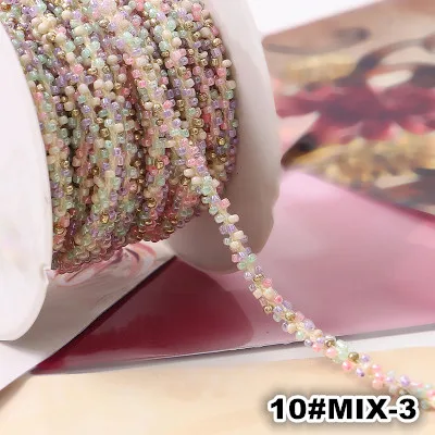 10 mix 3 5 м/лот плетение из бисера, отделка из цепочки, аксессуары для шитья, поделки своими руками, 10 цветов на выбор - Цвет: 10 mix 3