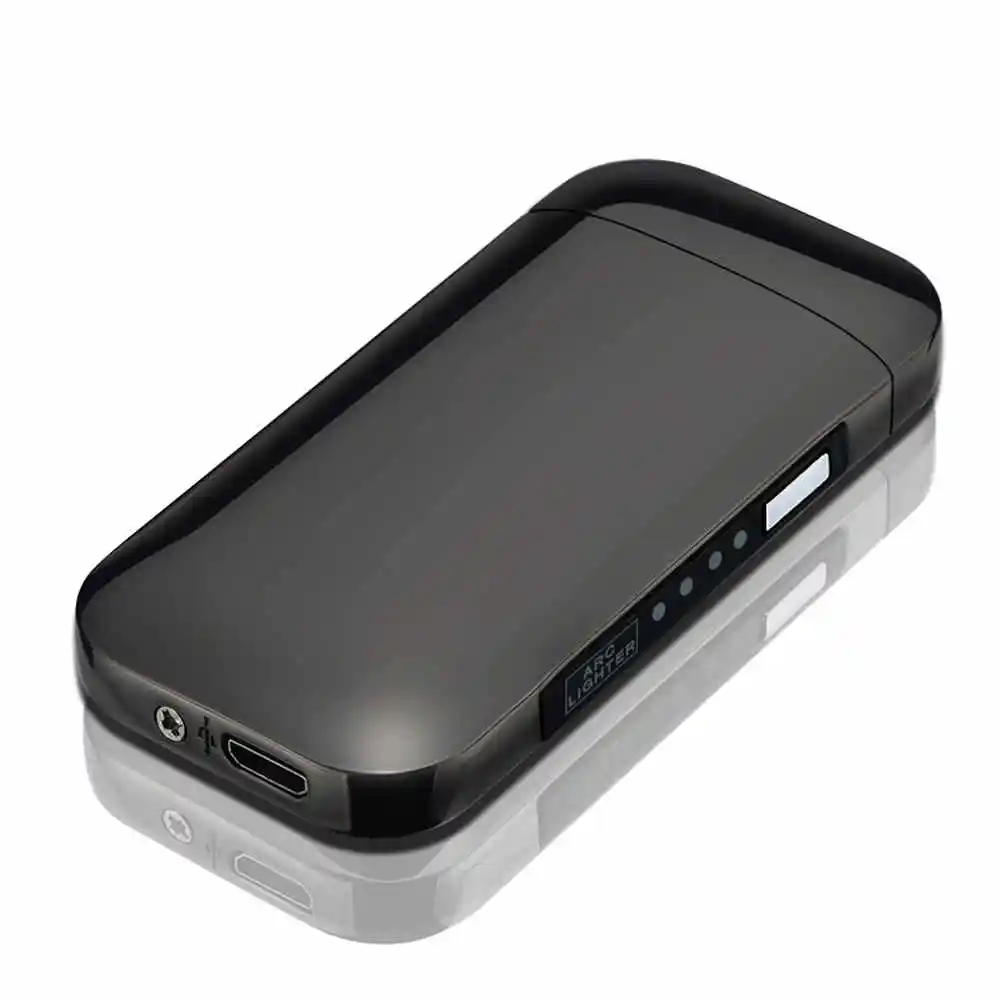 ice black 1 шт. USB перезаряжаемая ветрозащитная беспламенная Зажигалка светодиодный переключатель двойной дуги электрические зажигалки металлическая зажигалка для курения сигарет - Цвет: ice black