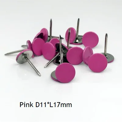 Pink D11L17MM 200 шт./лот, цветная роза, красный, черный, белый, синий, розовый, зеленый, Плоская Круглая обивка, гвоздь, шпилька, булавка для украшения мебели, дивана, двери - Цвет: Pink D11L17MM
