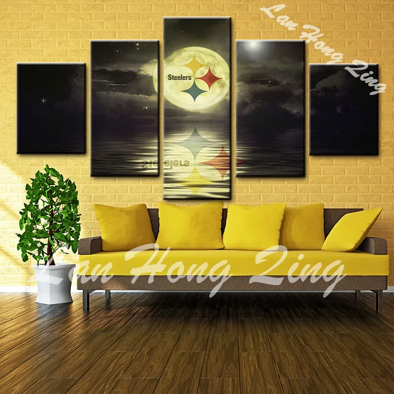 HD Печать модульная краска ing звездное небо Луна Steelers Холст Картина маслом Настенный декор Cruadros украшение поп арт Краска 5 шт 254-3