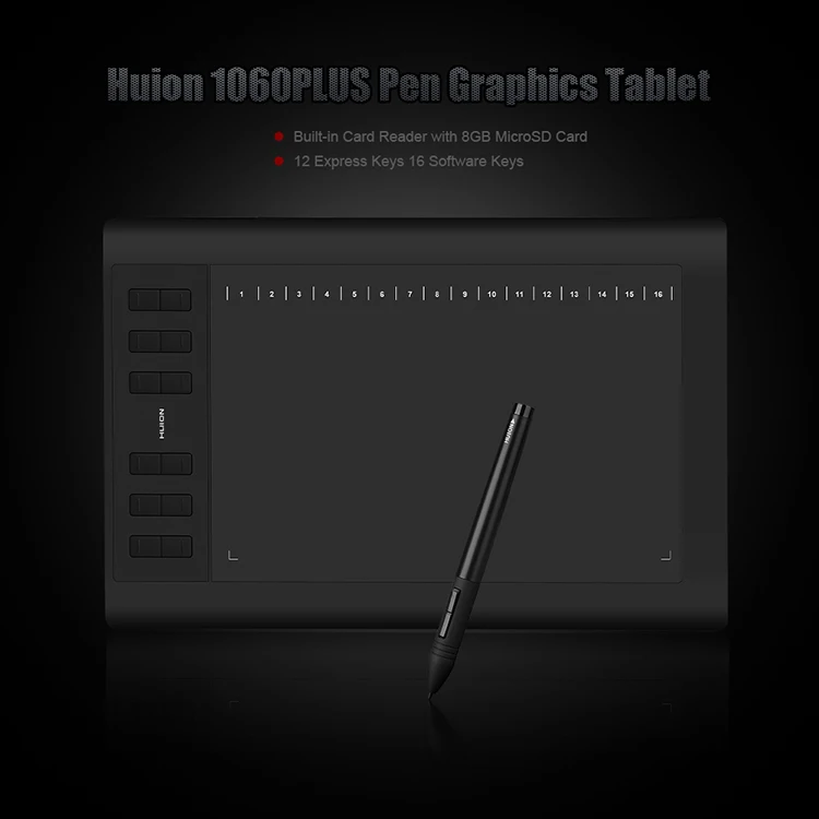 2 ручки Huion 1060 Plus профессиональный планшет для рисования 8192 уровень давления ручка планшет+ защита экрана+ 1" вкладыш сумка+ два пальца перчатка