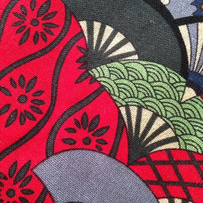 Хлопчатобумажная льняная ткань с фестонами цветочный фольклорный Черный Веер в