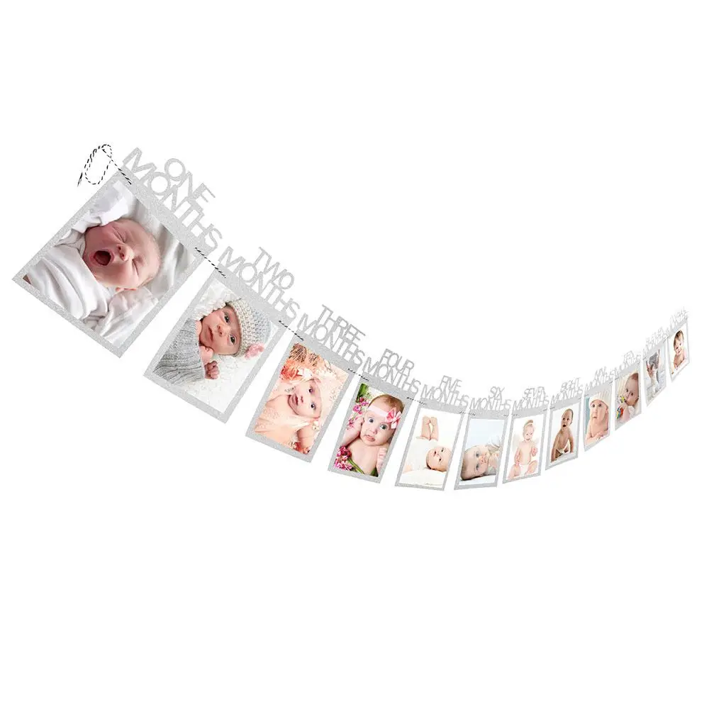 DIY ежемесячная бумага 1 год ребенок Photo Booth День рождения баннер строки аксессуары