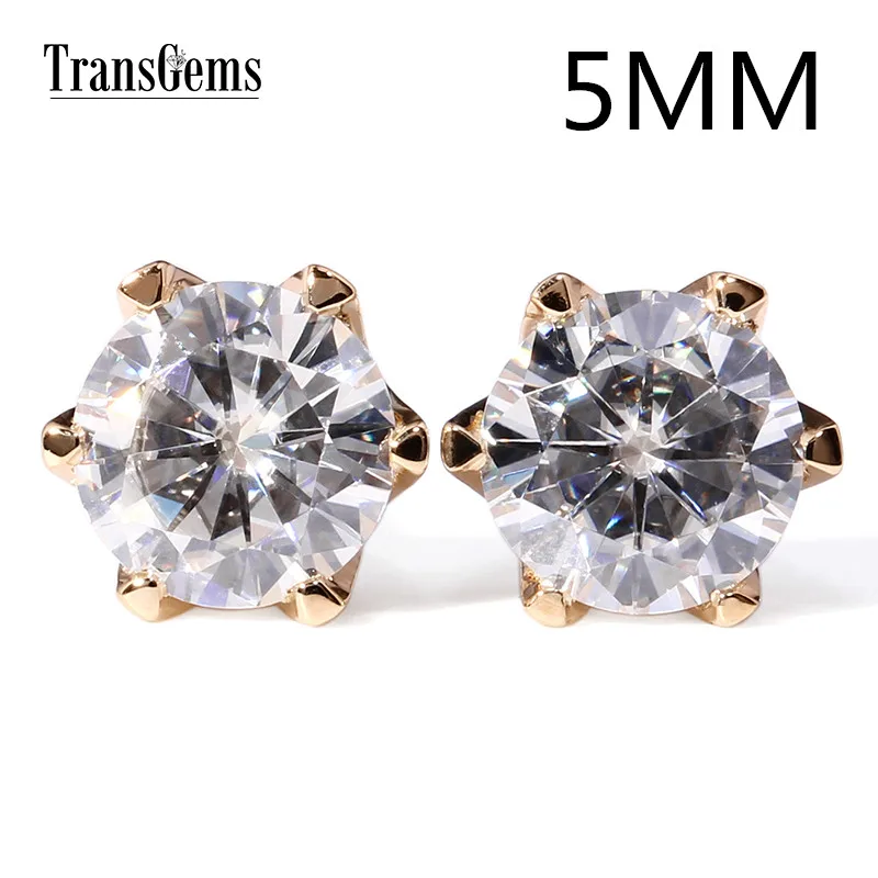Женские серьги гвоздики с муассанитом желтое золото 585 пробы|stud earrings|jewelry diamond
