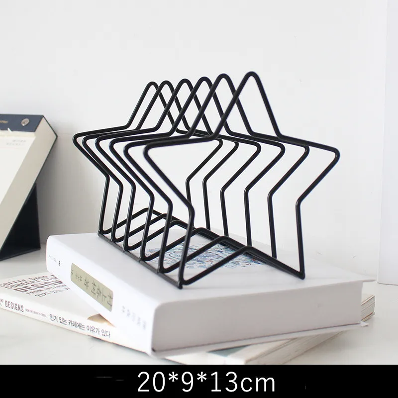 star black Baffect мультфильм звезда и Медведь Форма Железный Держатель книжной полки настольная комната журнал книга держатели простая Книга хранения Организации - Цвет: star black