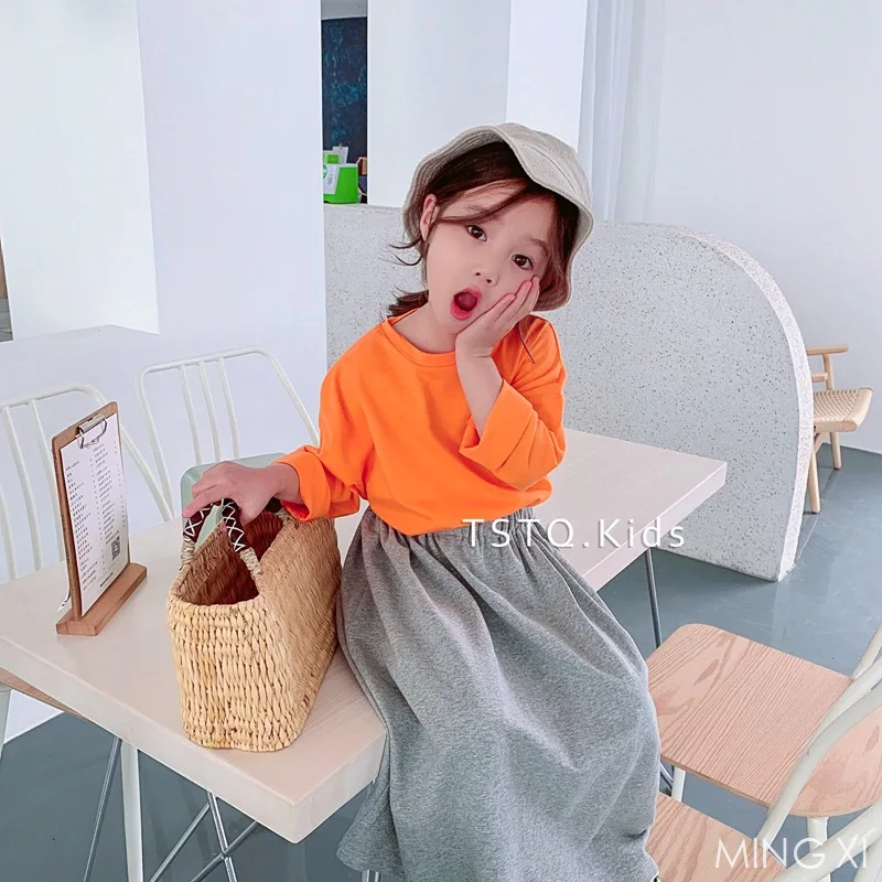 Новинка весны 2019 детская одежда костюм для девочек Детская футболка с круглым