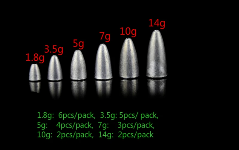 5 упаковок/партия рыболовный грузик из свинца приманки пули червь свинцовый