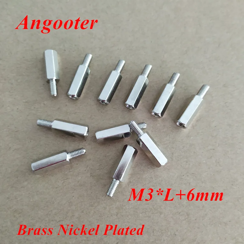 100 шт. M3 Шестигранная гайка латунная прокладка мужская женская никелированная