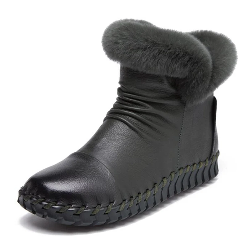 2019 hot Fashion Rex rabbit hair Women Ankle Boots genuine Leather Women's shoes high quality boots botas mujer sh085 | Обувь