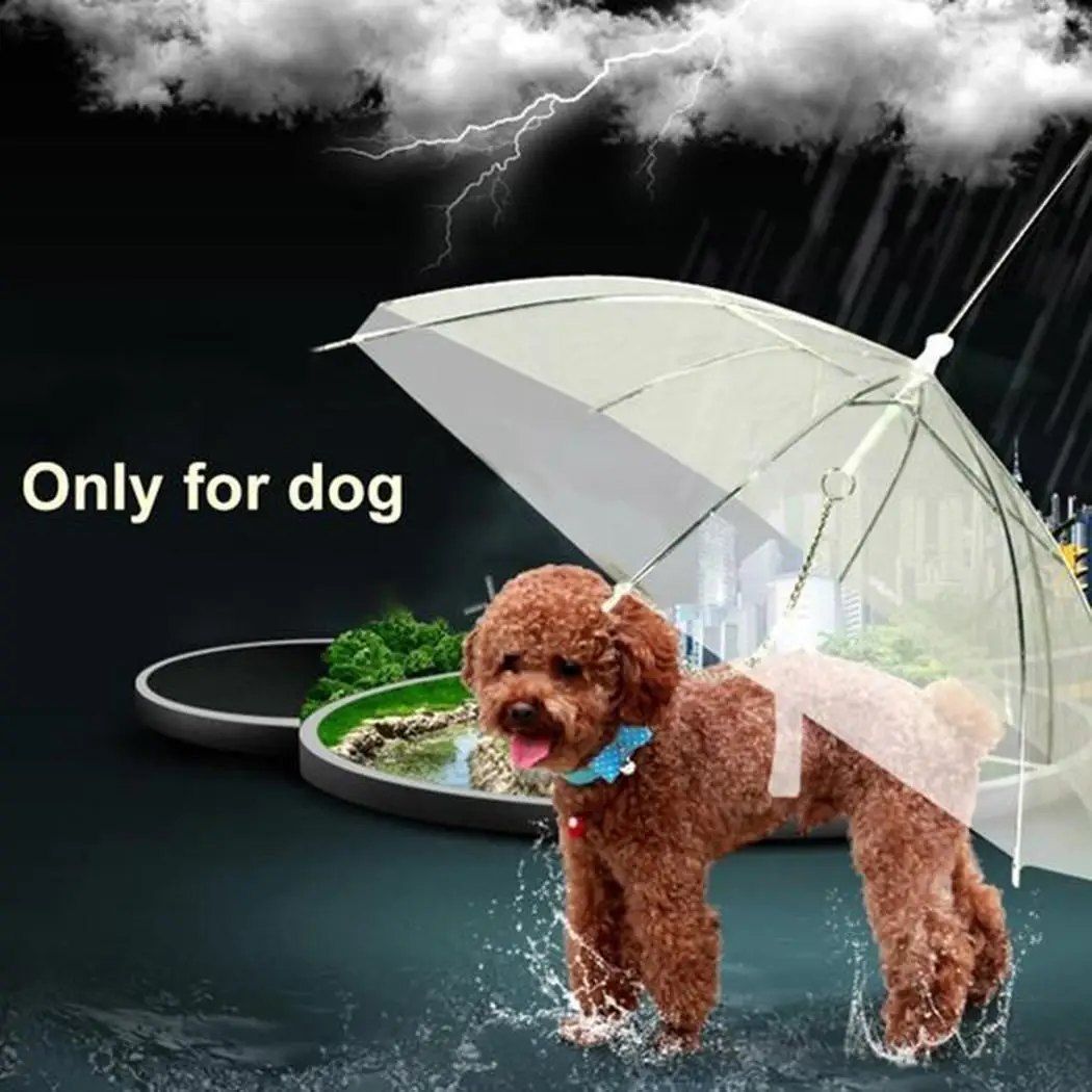 Прочный водонепроницаемый прозрачный зонтик для собак 75 см/29 5 дюйма с поводком