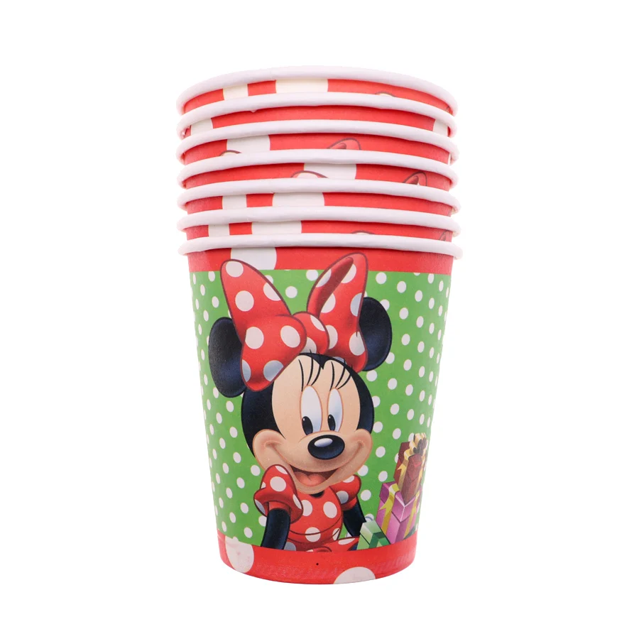 cup Одноразовые бумажные столовые приборы с Минни Микки Маусом, на день рождения, Рождество, свадьбу, Декор, вечерние принадлежности для малышей - Цвет: cup