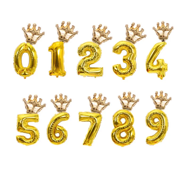 Gold 2 шт./лот 32 дюймов номер Фольга воздушные шары цифры Воздушный баллон детское День рождения и надписью «Wild One» для вечерние украшения - Цвет: Gold