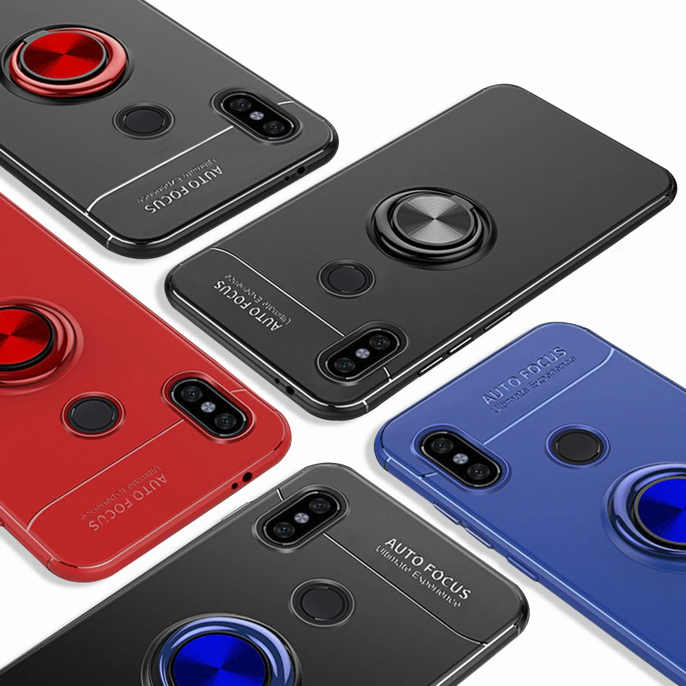Автомобильный чехол-подставка с кольцом на палец для Redmi Note 7 силиконовый чехол
