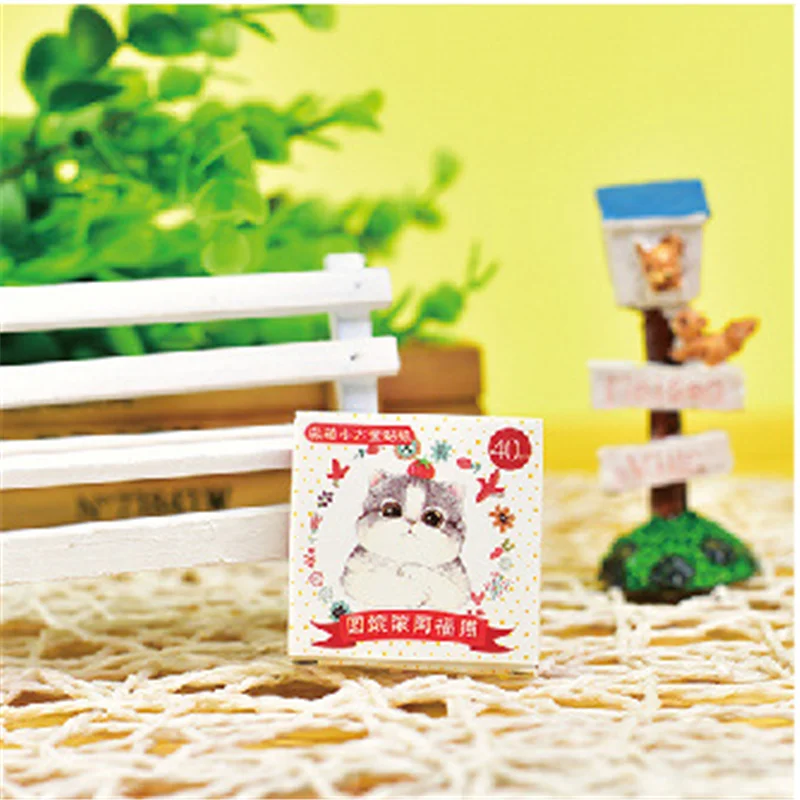 40 шт./кор. с милым рисунком кота Стикеры DIY альбом дневник в стиле Скрапбукинг