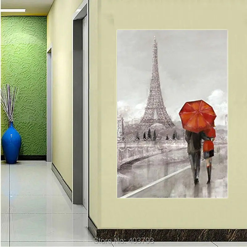 Романтический настенный Зонт черного и красного цвета Современная картина