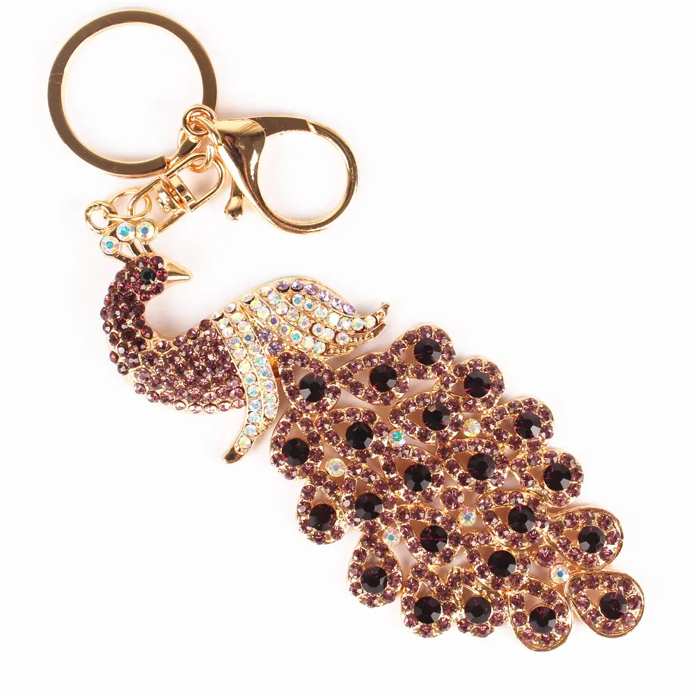 YXT Фиолетовый Павлин птица Подвеска Шарм Стразы Кристалл брелок для сумки