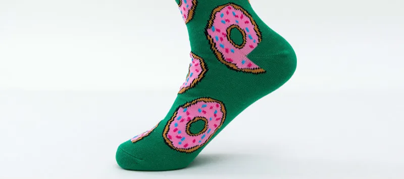 Doughnut Женские носки с забавными милыми мультяшными фруктами, бананом, авокадо, лимоном, яйцом, печеньем, пончиками, едой, счастливым японским Харадзюку, хип-хоп хлопковые носки - Цвет: Doughnut