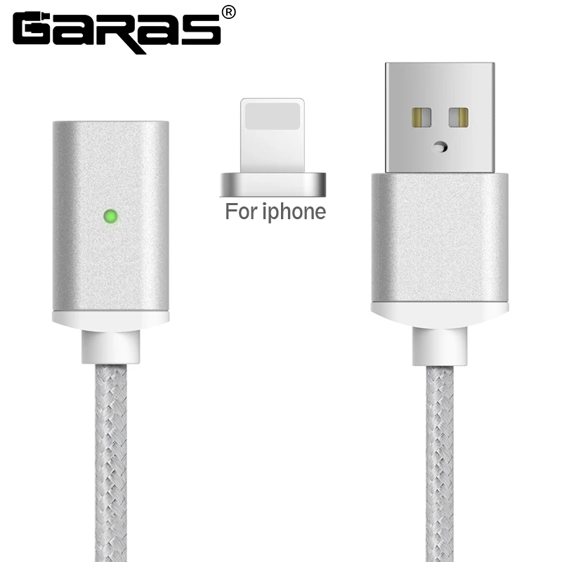 silver ios GARAS Магнитный кабель для iphone Micro Тип usb C 3in1 мобильного телефона Магнит кабель быстрой зарядки Магнитная Micro USB Кабель-адаптер - Цвет: silver ios