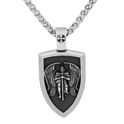 Викингов мужчин ожерелье Archangel St. Майкл защитить меня Сейнт Щит защиты Кулон Крылья ангела, ювелирные изделия амулет-талисман Wicca - Окраска металла: 1