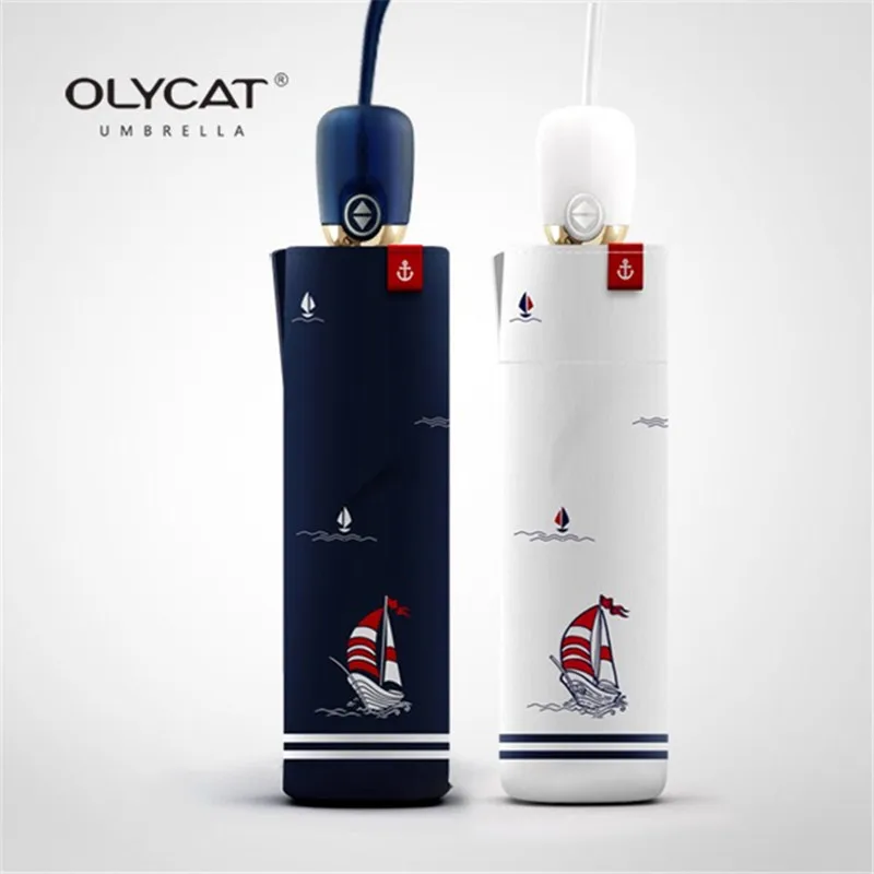 Складной женский зонт OLYCAT, полностью автоматический фирменный зонт от дождя, алюминиевый ветрозащитный морской зонт
