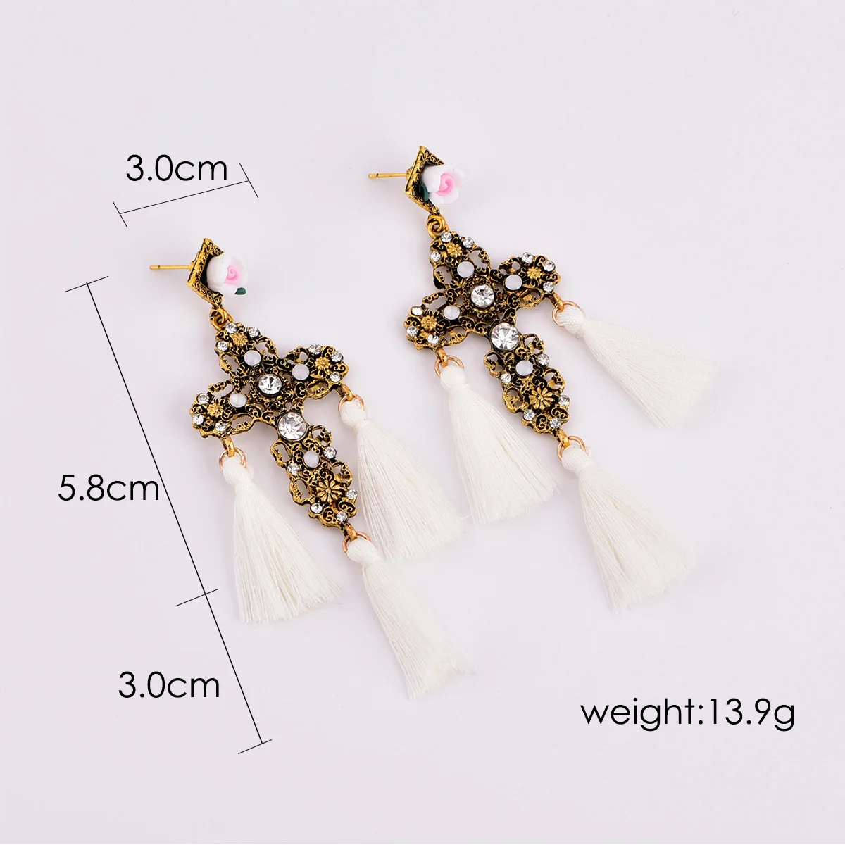 New vintage retro cross tassel dangle earring women girl jewelry E0068 | Украшения и аксессуары