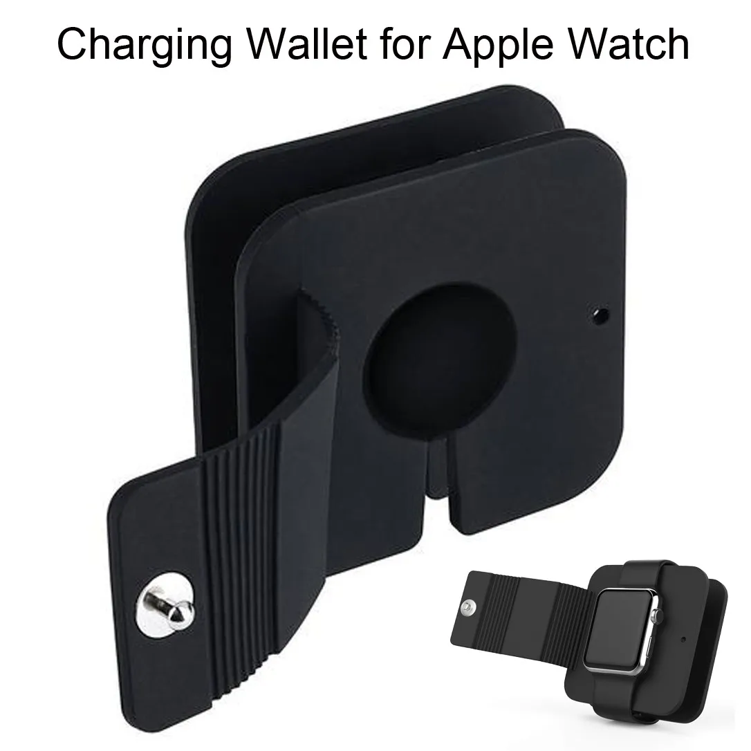 Чехол Кошелек для зарядки Apple Watch мягкий силиконовый держатель зарядного