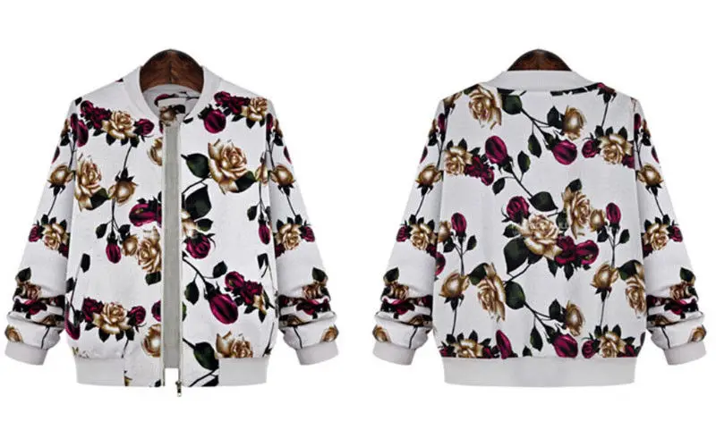 Новинка 2018 Осеннее женское теплое пальто бейсбольная куртка с цветочным принтом