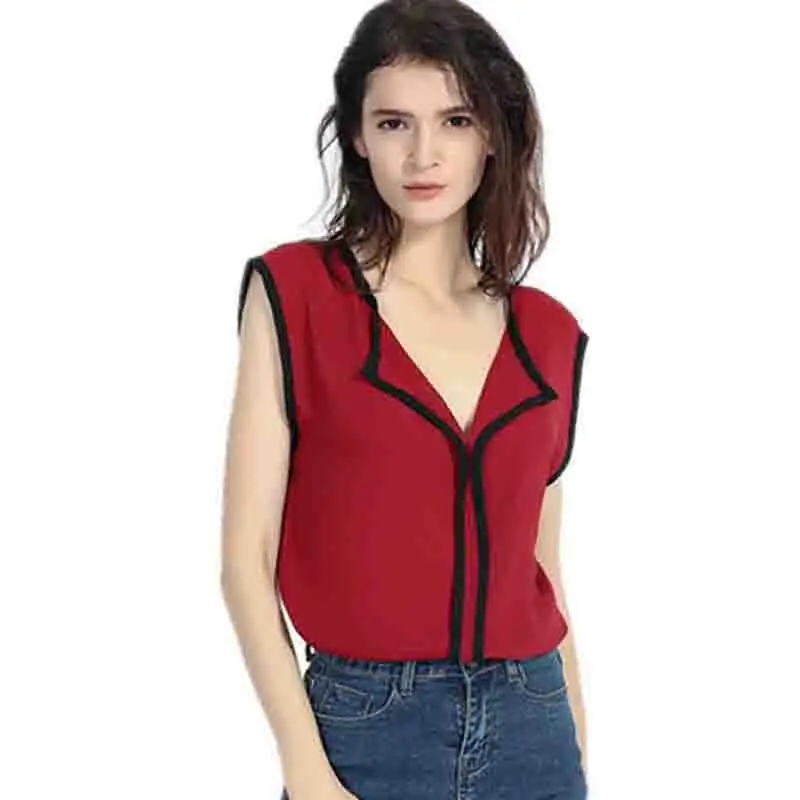 Блузка женская летняя простая в Корейском стиле с отложным воротником | Женская