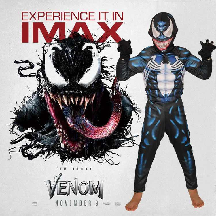 Хэллоуин дети мальчик Рождество Venom Человек Паук Детская косплэй сиамские