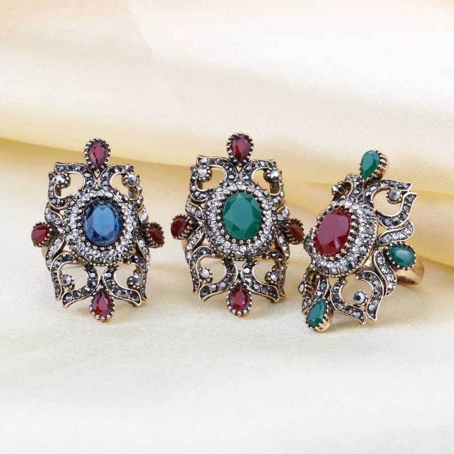 Уникальное большое богемное кольцо турецкие антикварные золотые кольца с