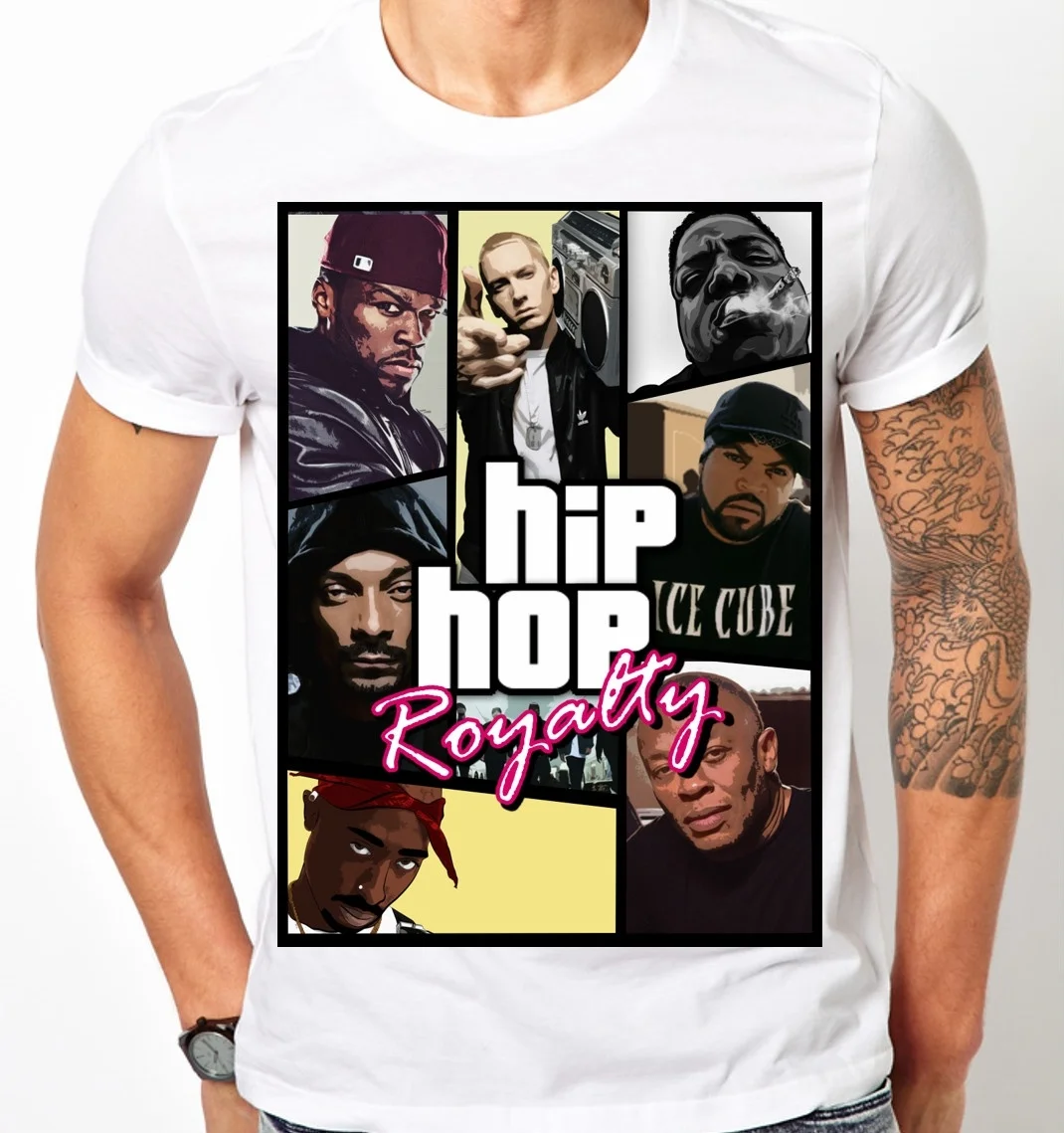 Мужская модная футболка рэп боги хип хоп роялти доктор Эминем SNOOP DOGG 2 PAC BIGGIE