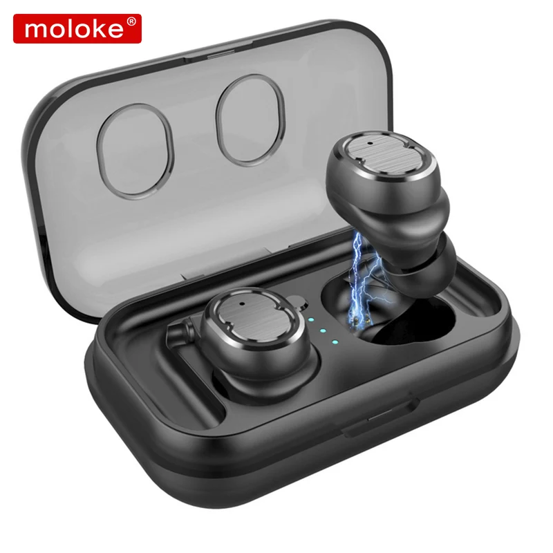 Moloke TWS Bluetooth для Беспроводных Наушников Стерео Наушники Спортивные Ухо Телефон с Микрофоном Портативная Зарядка Box для Xiaomi Huawei Mobile