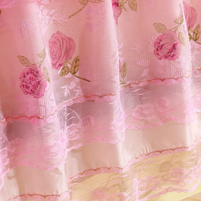 Розовая юбка-кровать из полиэстера 1 шт. кружевное постельное белье принцессы