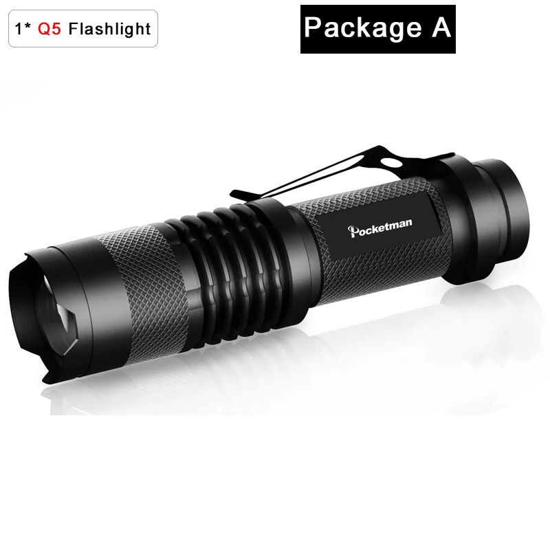 Package A Мини светодиодный светильник-вспышка, супер яркий фонарь Q5/T6/L2 linterna Led lanterna, 8000 лм, масштабируемый светильник для рыбалки, кемпинга, велосипеда, 14500/18650 - Испускаемый цвет: Package A