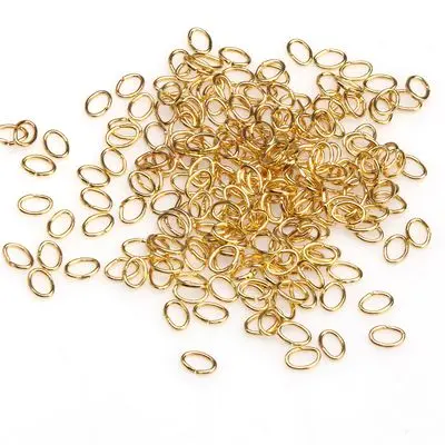 Gold 1000 шт античные серебряные/Золотые/бронзовые овальные кольца для прыжков открытые металлические кольца ювелирные изделия для DIY - Цвет: Gold
