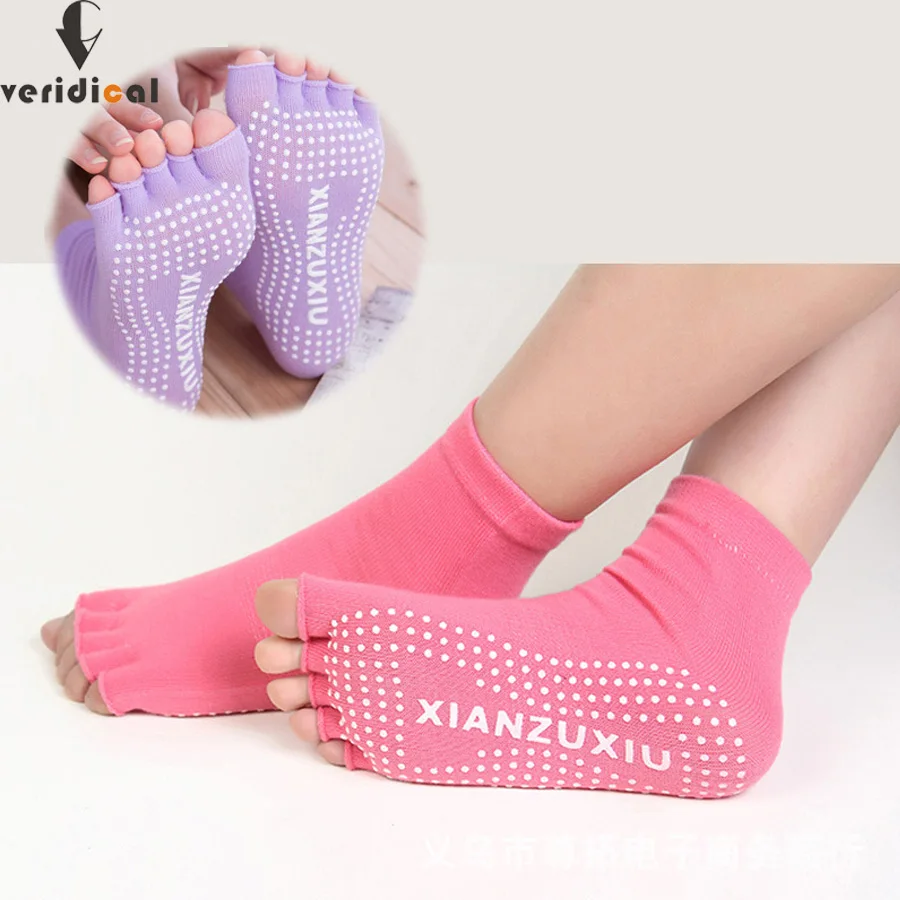 5 Pairs/Lot Pilates Toe Socks Non-slip Durable Pilates Socks Half Toe Ankle Grip Cool Five Finger Sock Hot Sale Free Shipping
