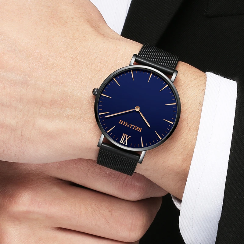 Новый Для мужчин часы класса люкс Креативные от топ бренда кварцевые мужские