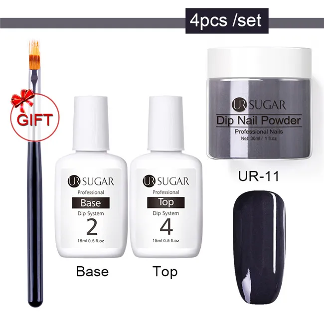 4pcs set UR-11 Ur Sugar 4 шт Dip набор пудры для ногтей Блеск для ногтей французский лак голографический Маникюр 30 мл сухой хромированный пигмент для ногтей искусство - Цвет: 4pcs set UR-11