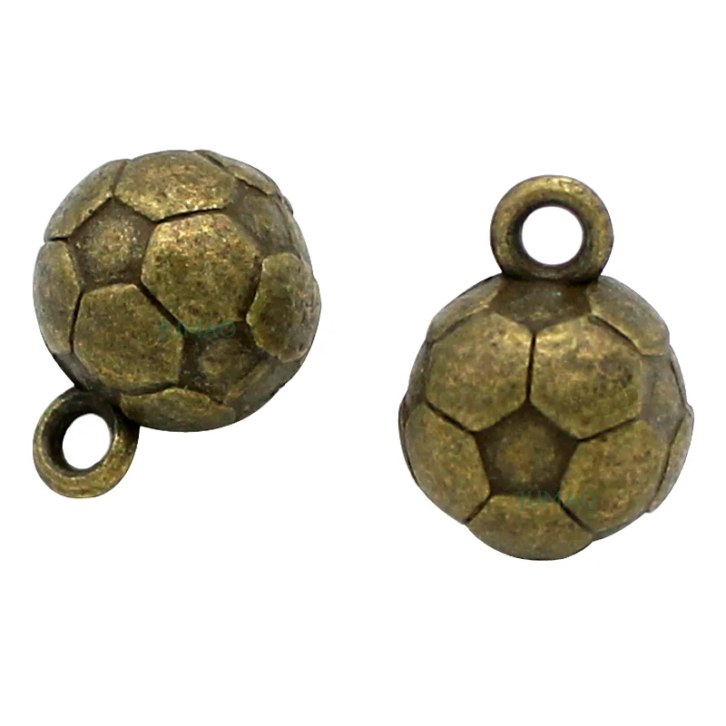 bronze soccer 7 шт./партия Древний серебряный/бронза Баскетбол Футбол мяч Футбол волейбол Подвески 3D 14x11 мм - Окраска металла: bronze soccer