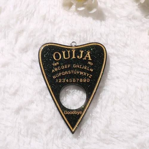 10 шт. 42*60 мм Ouija Planchette Амулеты с плоской задней частью кабошоны из смолы блестящие аксессуары для ожерелья Кулон DIY - Окраска металла: silver hook