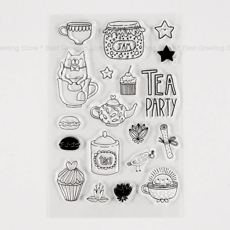 Весело чай вечерние штемпели с разными мелочами прозрачный afternoon tea марки пуля Журнал Блокнот ручной работы марки