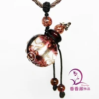2pcs murano glass perfume necklace baroque with cord perfume vial necklace aroma vials crystal trinket necklace pendant
