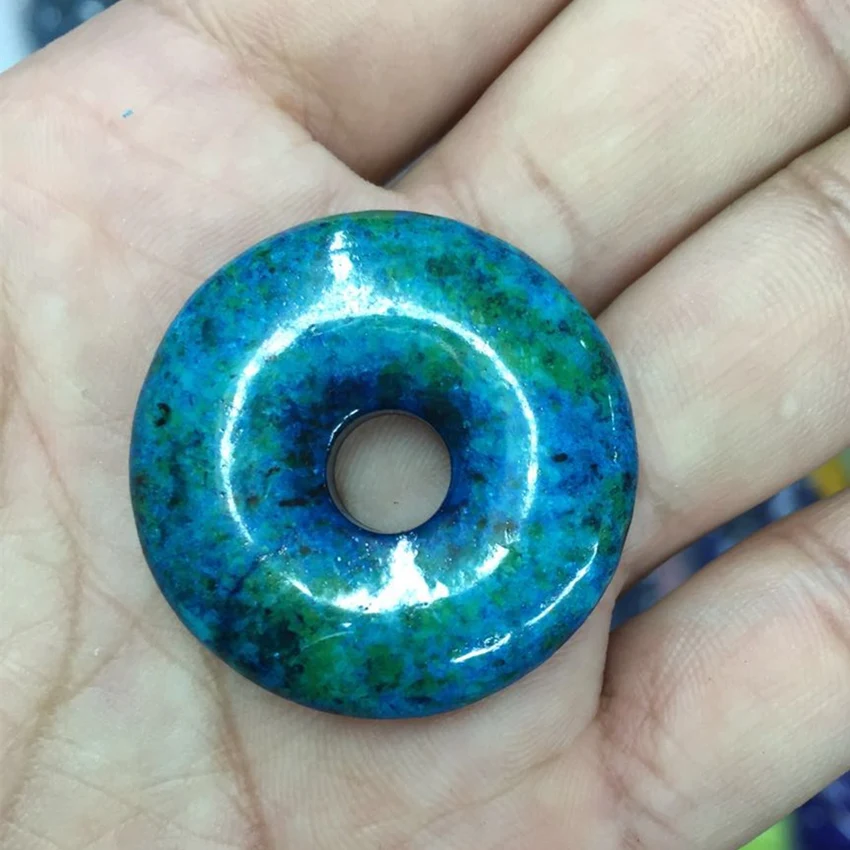 Модный синий синтетический камень chrysocolla 35 мм круглая монета подвеска подходит
