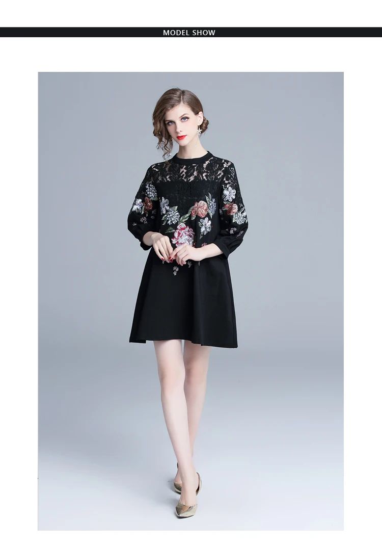 Осеннее свободное кружевное платье с вышивкой Vestidos Casuales Mujer женское платье уличная одежда Robe Moulante K6215