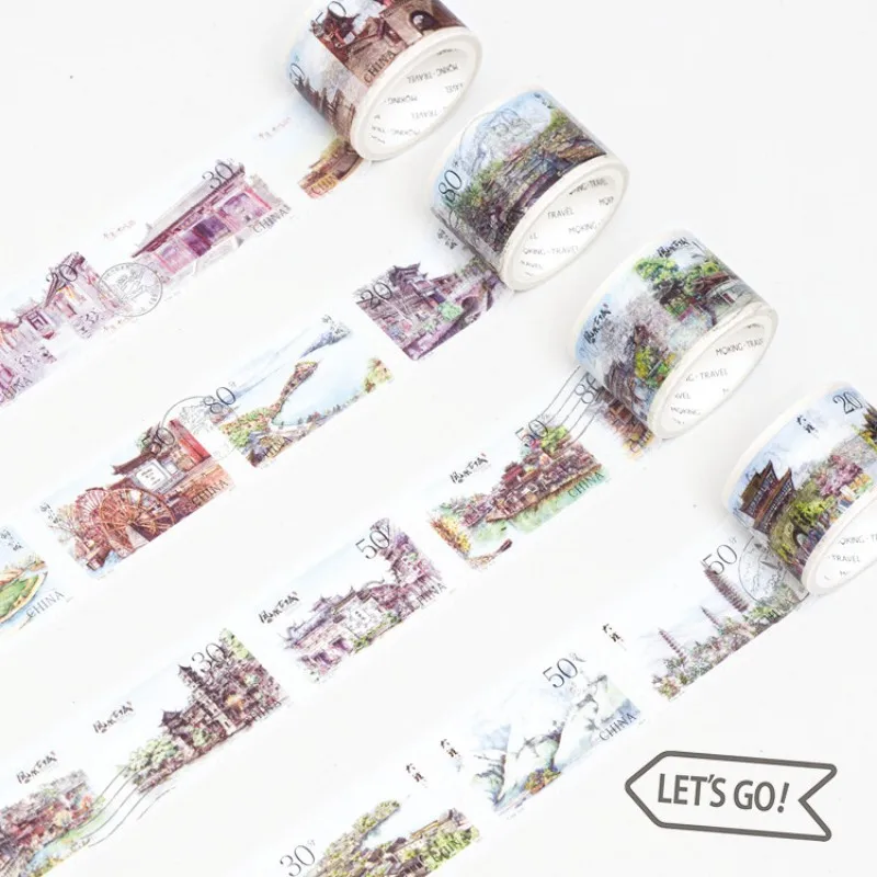 3 см * 5 м китайский винтажный городской пейзаж Васи лента Детский diy дневник